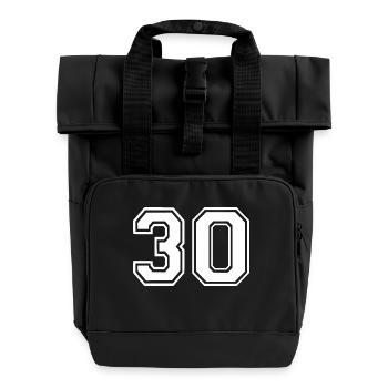 30 - Roll Top Backpack with Two Handles - black - Front