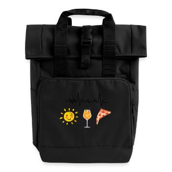 Sonne Getränk Pizza - Rolltop Rucksack mit zwei Griffen - Schwarz - Vorne
