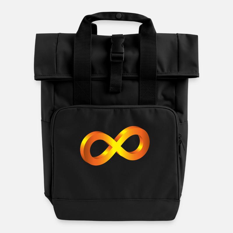 infinity - Roll Top Backpack with Two Handles - black