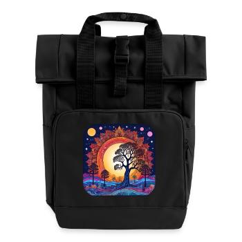 Germanen und Wikinger Weltenbaum Yggdrasil - Rolltop Rucksack mit zwei Griffen - Schwarz - Vorne
