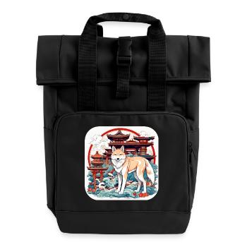Asiatischer Fuchs - Rolltop Rucksack mit zwei Griffen - Schwarz - Vorne