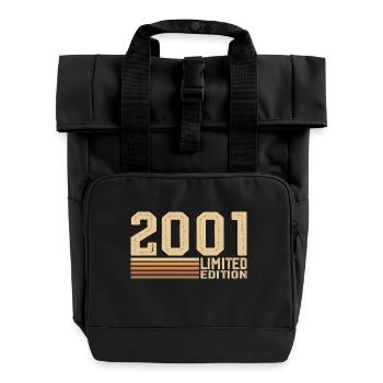 Born in 2001 Birthday - 2001 Vintage 2001 Gift - Roll Top Backpack with Two Handles - black - Front