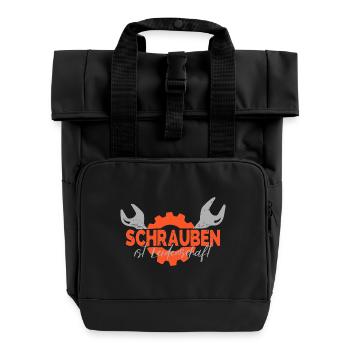 Schrauben - Rolltop Rucksack mit zwei Griffen - Schwarz - Vorne