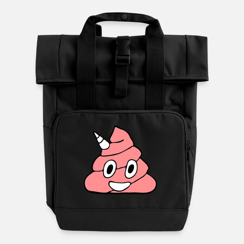 Unicorn Kackhaufen - Roll Top Backpack with Two Handles - black