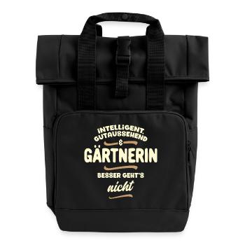 Intelligent, gutaussehend und Gärtnerin... - Rolltop Rucksack mit zwei Griffen - Schwarz - Vorne