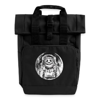 Panda Astronaut Bär Mond Wildtier Weltall - Rolltop Rucksack mit zwei Griffen - Schwarz - Vorne