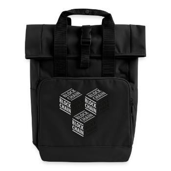 BLOCKCHAIN 3D 01 - Roll Top Backpack with Two Handles - black - Front