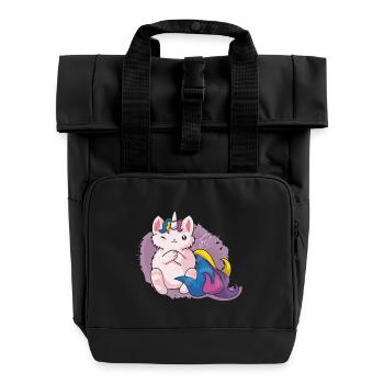 Kitty Katacorn Einhornkatze - Rolltop Rucksack mit zwei Griffen - Schwarz - Vorne
