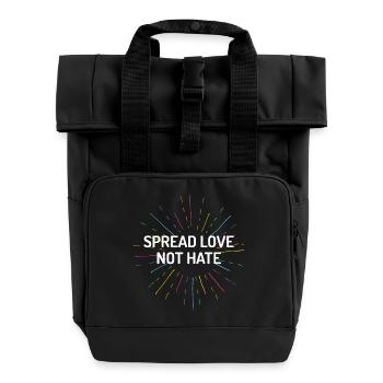 Pride Month - Spread Love Not Hate - Roll Top Backpack with Two Handles - black - Front