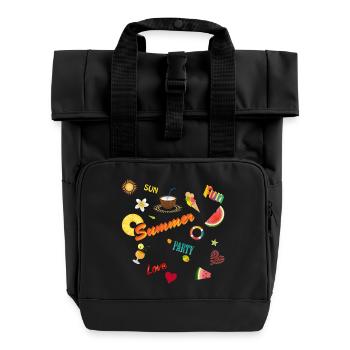 Sonne Sommer Spaß und Party. Potpourri der Sinne - Rolltop Rucksack mit zwei Griffen - Schwarz - Vorne