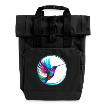 Hummingbird - Roll Top Backpack with Two Handles - black - Front