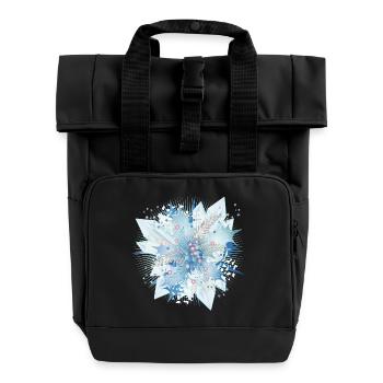 délicate branche de houx bleuâtre avec des cristaux - Sac à dos Roll Top à deux anses - noir - Devant