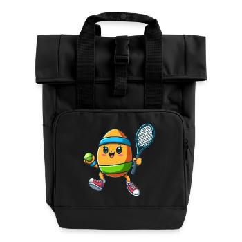 Osterei-Tennis, Tennisspieler Osterfest - Rolltop Rucksack mit zwei Griffen - Schwarz - Vorne