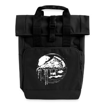 Pizza Graphic - Roll Top Backpack with Two Handles - black - Front