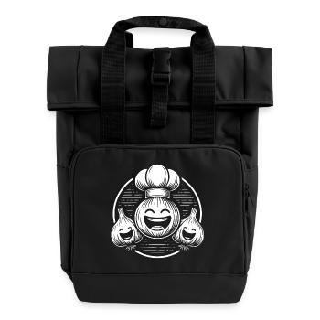 Lachende Knoblauchknolle - nie ohne Knoblauch - Rolltop Rucksack mit zwei Griffen - Schwarz - Vorne