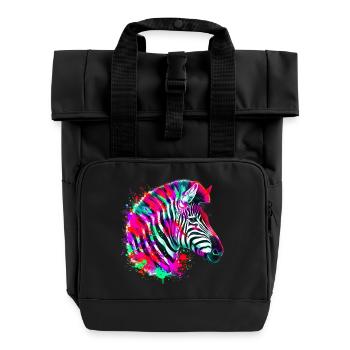 Zebra - Rolltop Rucksack mit zwei Griffen - Schwarz - Vorne