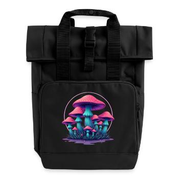 Psychedelische Pilze - Rolltop Rucksack mit zwei Griffen - Schwarz - Vorne