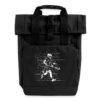 Lacrosse Player Drawing - Roll Top Backpack with Two Handles - black - Front