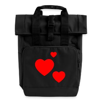 Drei Herzen - Rolltop Rucksack mit zwei Griffen - Schwarz - Vorne