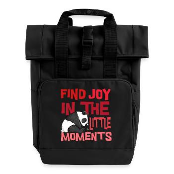 Kleiner Panda Bär Mit Spruch Wildtier Natur - Rolltop Rucksack mit zwei Griffen - Schwarz - Vorne