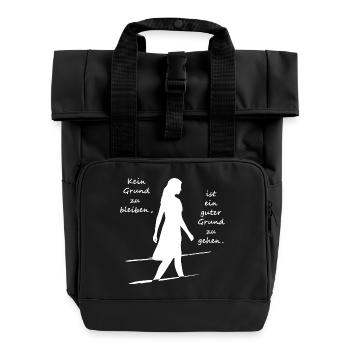 kein grund zu bleiben - Rolltop Rucksack mit zwei Griffen - Schwarz - Vorne