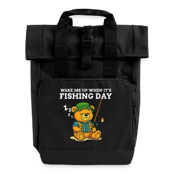 Wake Me Up When it's Fishing Day - Fishing Humor - Roll Top Backpack with Two Handles - black - Front