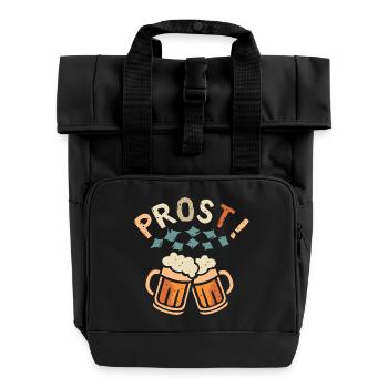 PROST! – Bavarian-style foam beer mugs - Roll Top Backpack with Two Handles - black - Front