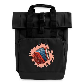 Illustration accordéon bleu-rouge - Sac à dos Roll Top à deux anses - noir - Devant