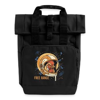 Weltraumhuhn im Astronautenhelm - Rolltop Rucksack mit zwei Griffen - Schwarz - Vorne