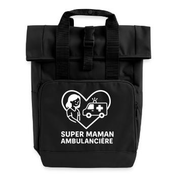 Super maman ambulancière – Cœur urgence - Sac à dos Roll Top à deux anses - noir - Devant