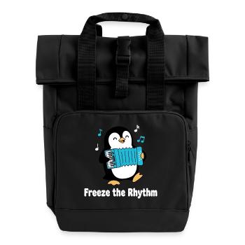Penguin with accordion - Roll Top Backpack with Two Handles - black - Front