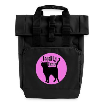 Equality Meow Cat - Roll Top Backpack with Two Handles - black - Front