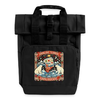 Greenland Independence Statement Gift Funny - Roll Top Backpack with Two Handles - black - Front