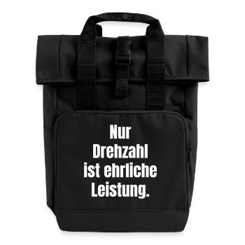 Nur Drehzahl ehrliche Leistung - Rolltop Rucksack mit zwei Griffen - Schwarz - Vorne