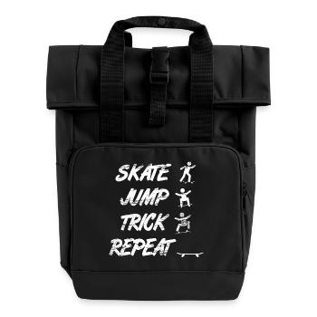 Skate Jump Trick Repetition - Roll Top Backpack with Two Handles - black - Front