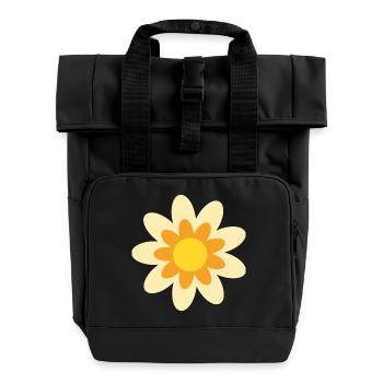 70s Flower Pattern Hippie Gift - Roll Top Backpack with Two Handles - black - Front