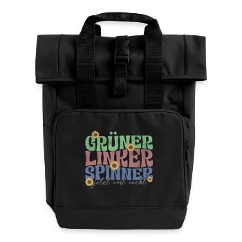 gruener linker spinner - Rolltop Rucksack mit zwei Griffen - Schwarz - Vorne