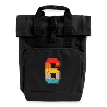6 ans maillot rétro numéro 6 T-shirt numéro 6 - Sac à dos Roll Top à deux anses - noir - Devant