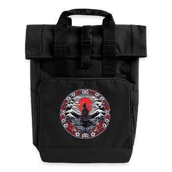 Ombre Samouraï Girl fleur de cerisier - Sac à dos Roll Top à deux anses - noir - Devant