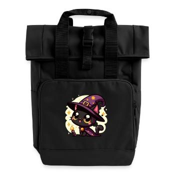 Spooky kitty Halloween - Roll Top Backpack with Two Handles - black - Front