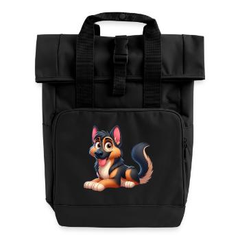 German Shepherd 10 - Roll Top Backpack with Two Handles - black - Front