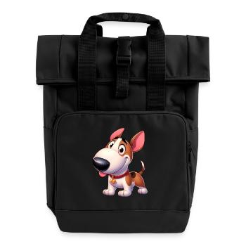 bull terrier - Roll Top Backpack with Two Handles - black - Front
