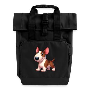 bull terrier - Roll Top Backpack with Two Handles - black - Front