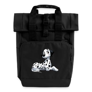 Dalmatian - Roll Top Backpack with Two Handles - black - Front