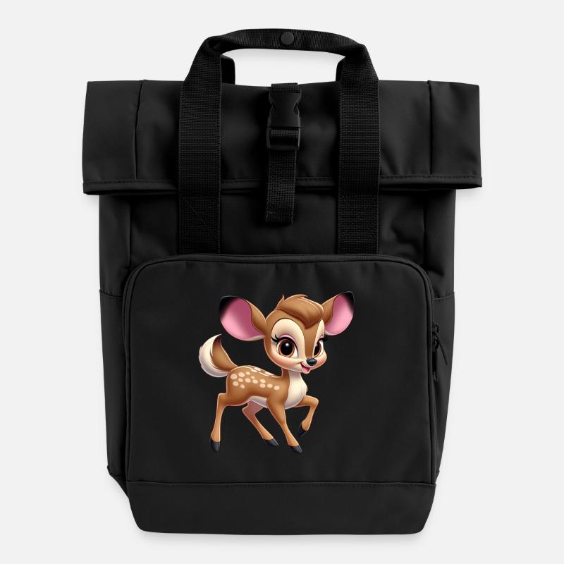 Petit Faon mignon 2 - Sac à dos Roll Top à deux anses - noir