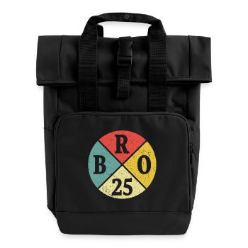 Bruder Bro 2025 Großer Bruder Geschenk - Rolltop Rucksack mit zwei Griffen - Schwarz - Vorne
