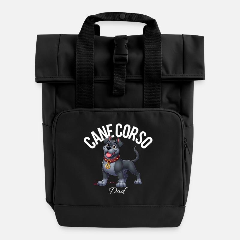 Cane Corso Papa 3 - Rolltop Rucksack mit zwei Griffen - Schwarz