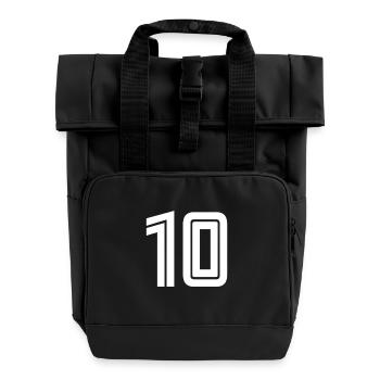 Trikotnummer 10 – Geschenk zum 10-jährigen Jubiläum - Rolltop Rucksack mit zwei Griffen - Schwarz - Vorne
