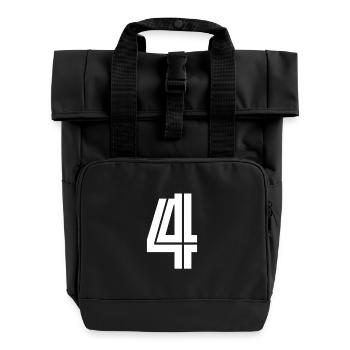 Trikotnummer 4 – Geschenk zum 4-jährigen Jubiläum - Rolltop Rucksack mit zwei Griffen - Schwarz - Vorne