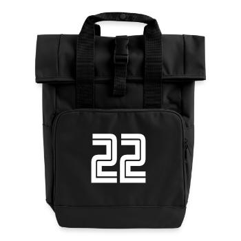 Trikotnummer 22 – Geschenk zum 22. Geburtstag - Rolltop Rucksack mit zwei Griffen - Schwarz - Vorne